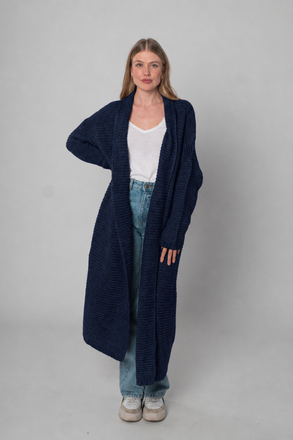 Strickjacke lang - Marine