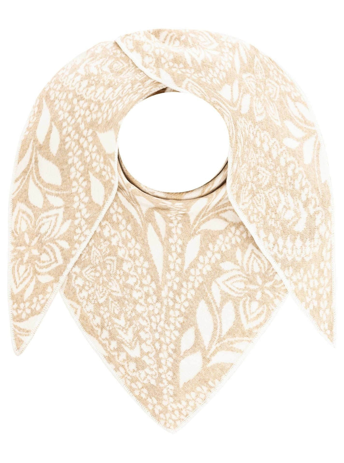 Zwillingsherz - Dreieckstuch "Paisley Blätter" Baumwolle - Hellbeige