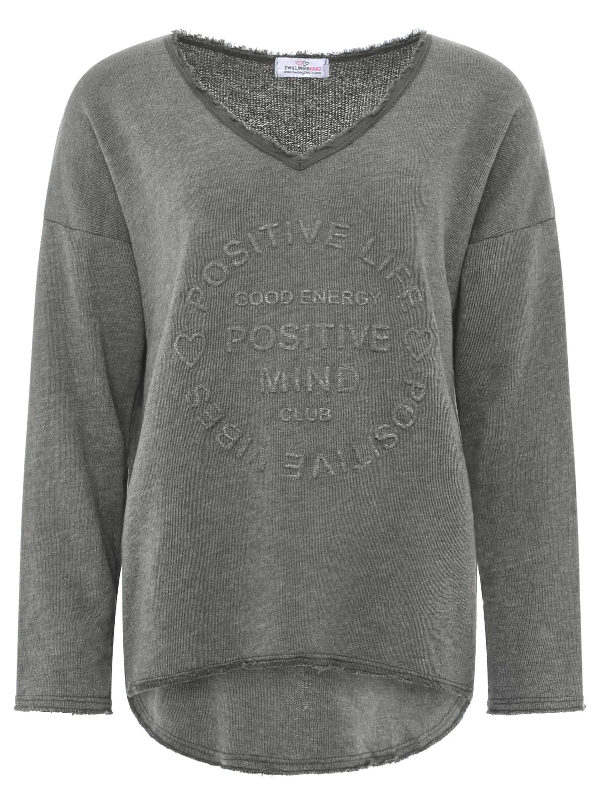Zwillingsherz - Sweatshirt "Positive Mind"- Mittelgrau