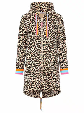 Zwillingsherz - Hoodiemantel "Leo Neon Kante" - Beige/Schwarz