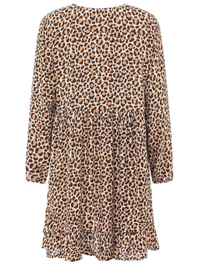 Zwillingsherz - Kleid/Tunika Wilder Leo Leopard Muster - Beige/Schwarz