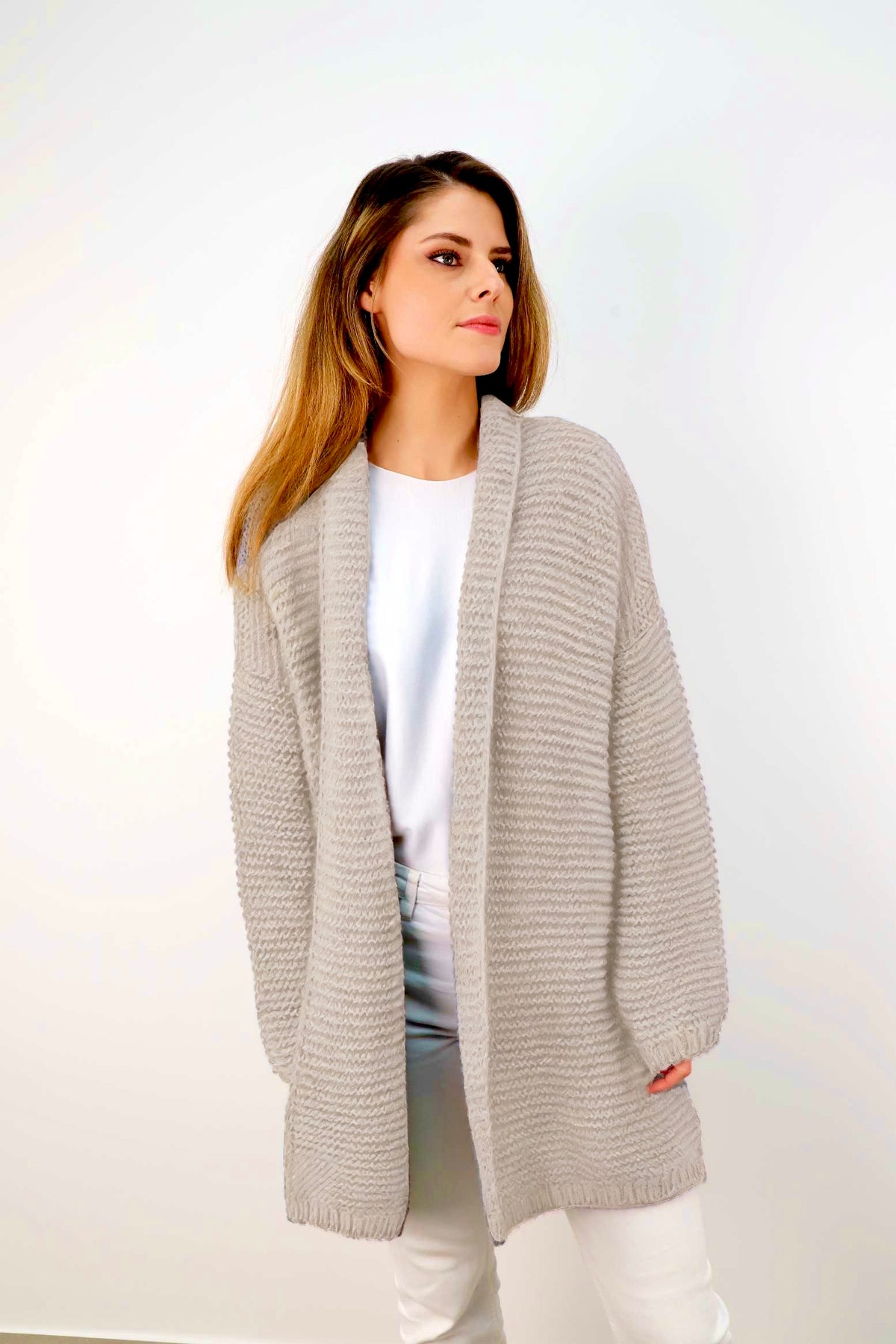 Strickjacke "Grobstrick" - Beige