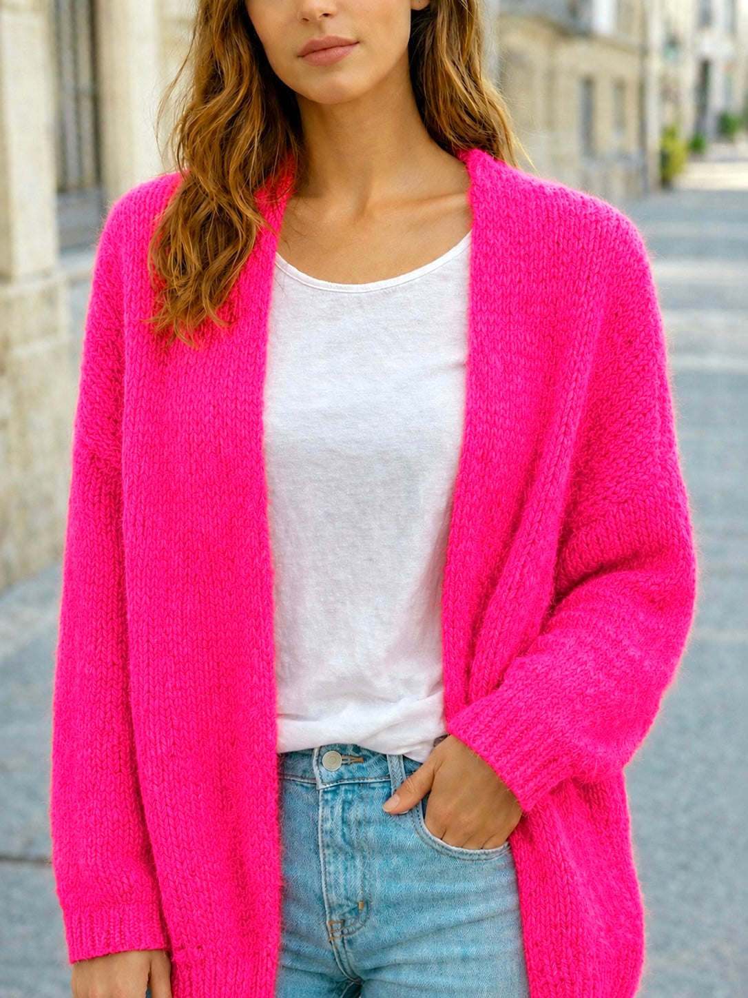 Flair - Cardigan in trendigem - Fuchsia