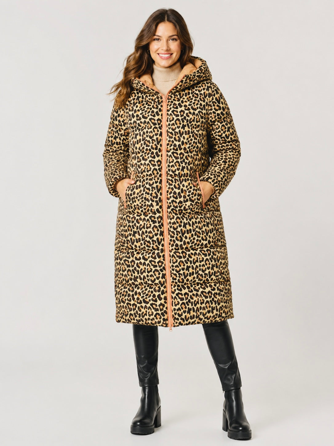 Zwillingsherz - Steppmantel / Steppjacke "Leo" - Beige/Orange