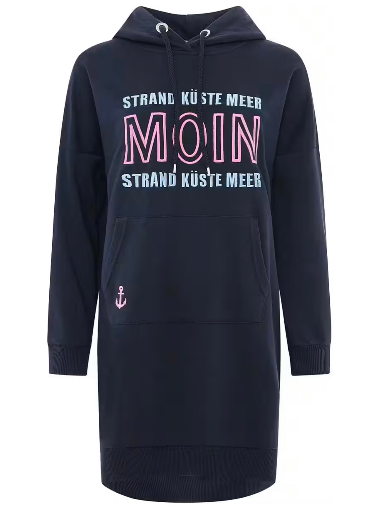 Zwillingsherz - Hoodiekleid "Moin Strandglück" - Dunkelblau
