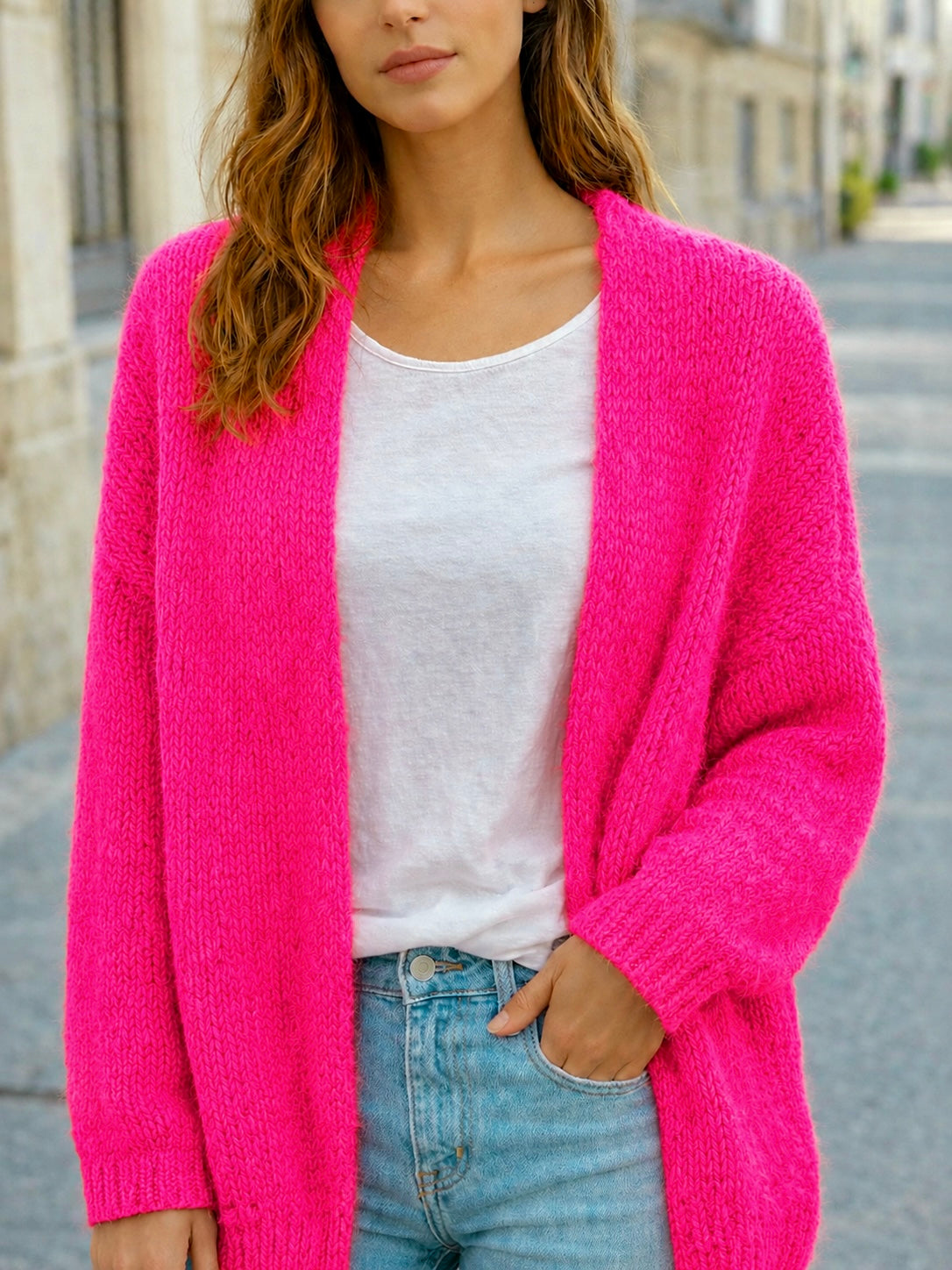 Flair - Cardigan in trendigem - Fuchsia