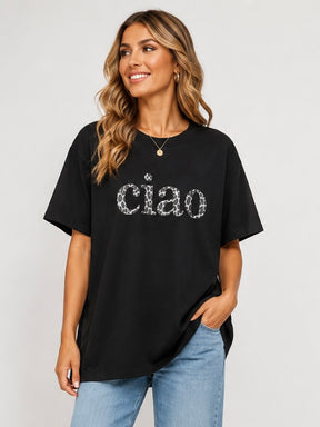 DressWithClass - T-Shirt Ciao Leo - Schwarz