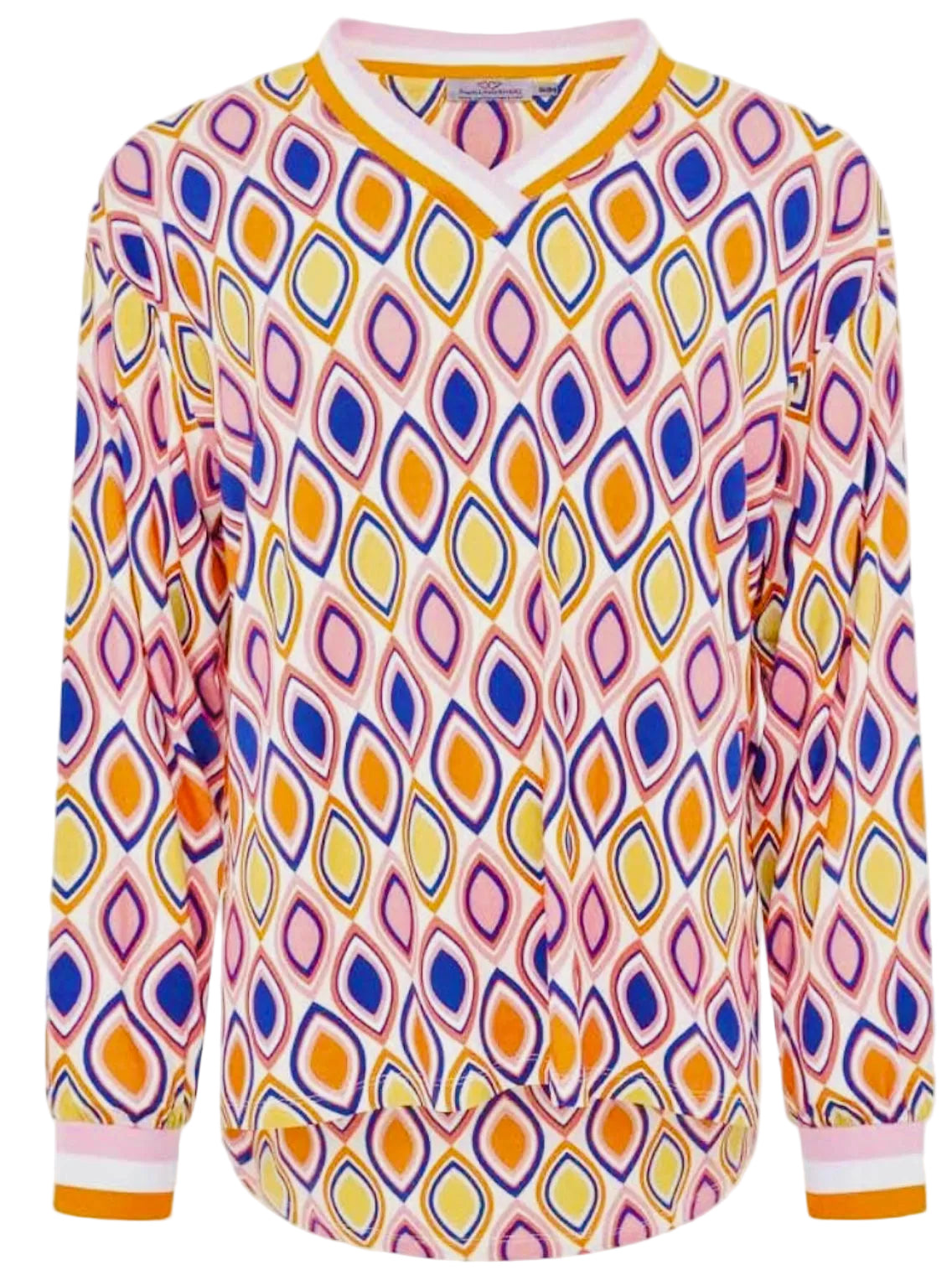 Zwillingsherz - Blusenshirt Ornamente - Orange/Blau
