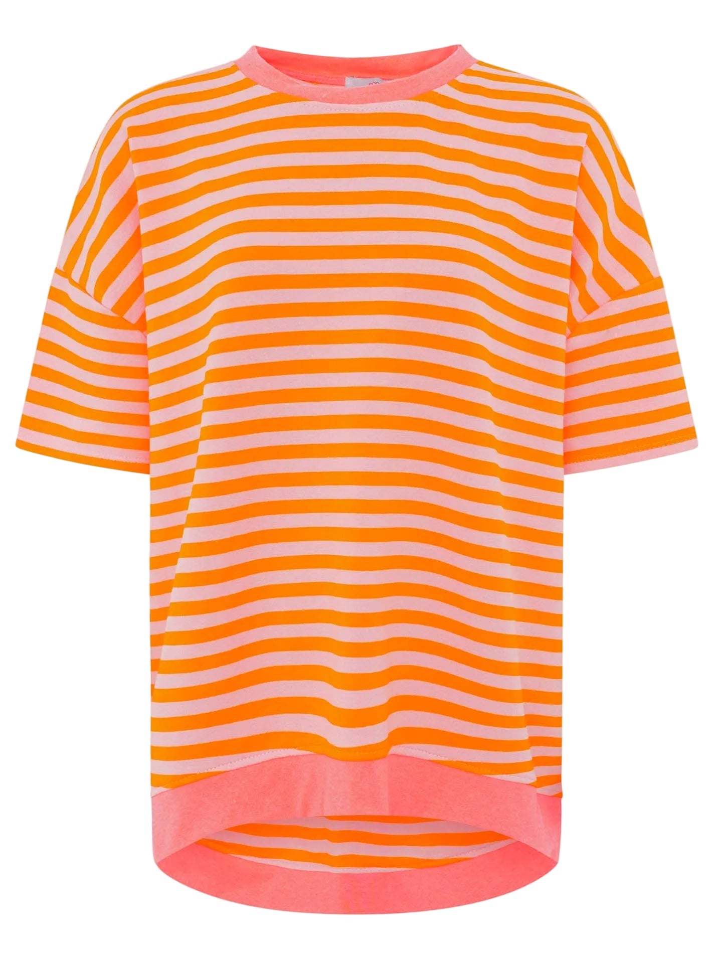 Zwillingsherz - Oversize Shirt "Neon Streifen" - Orange/Rosa