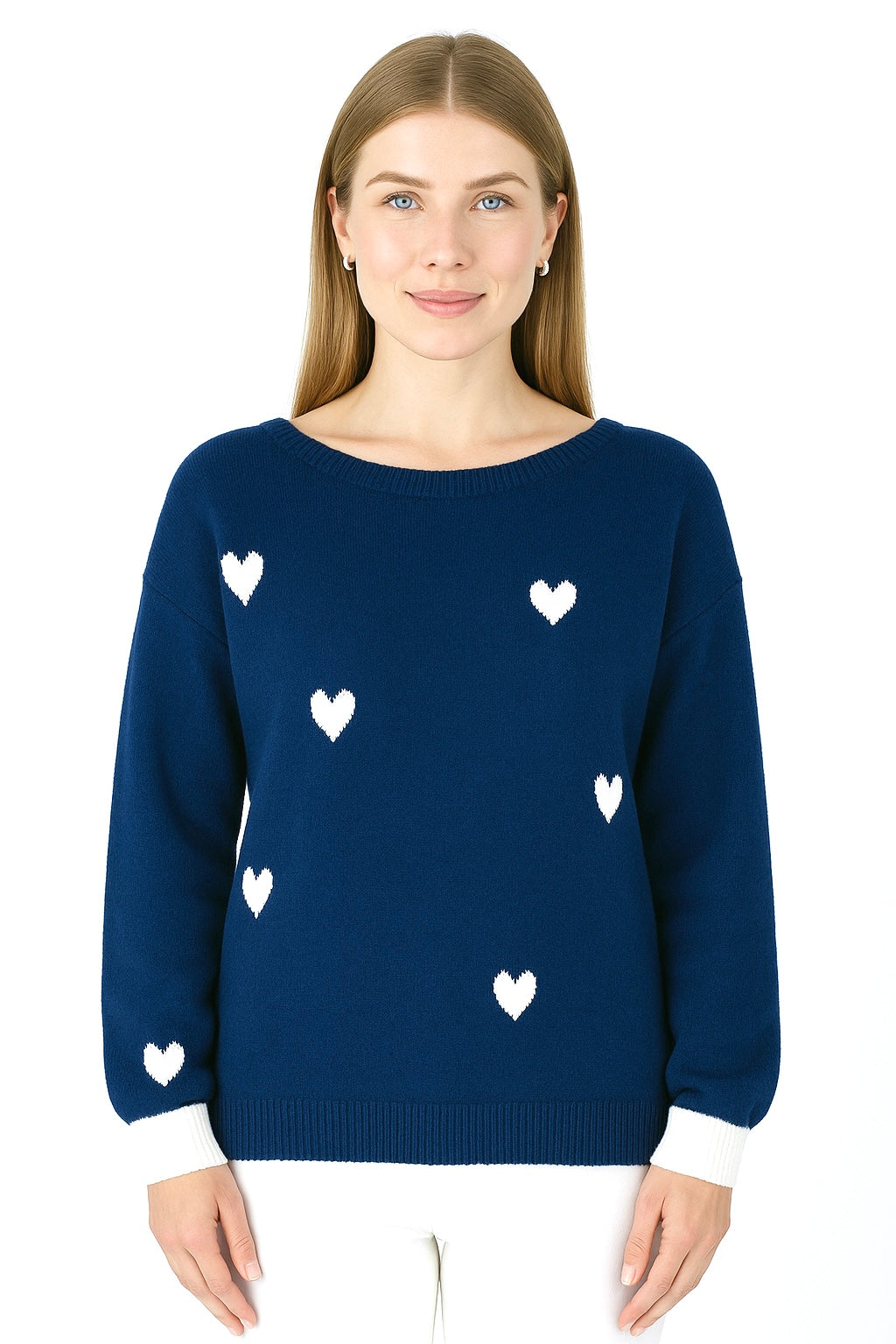 Flair Comfort Style - Pullover "Herzen" - Jeansblau