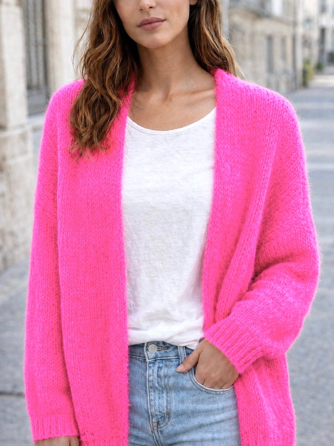 Flair - Cardigan in trendigem Neon Pink