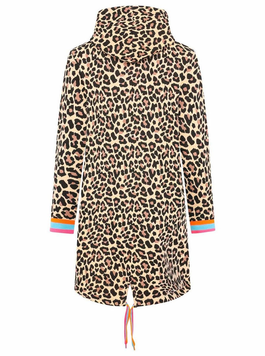 Zwillingsherz - Hoodiemantel "Leo Neon Kante" - Beige/Schwarz