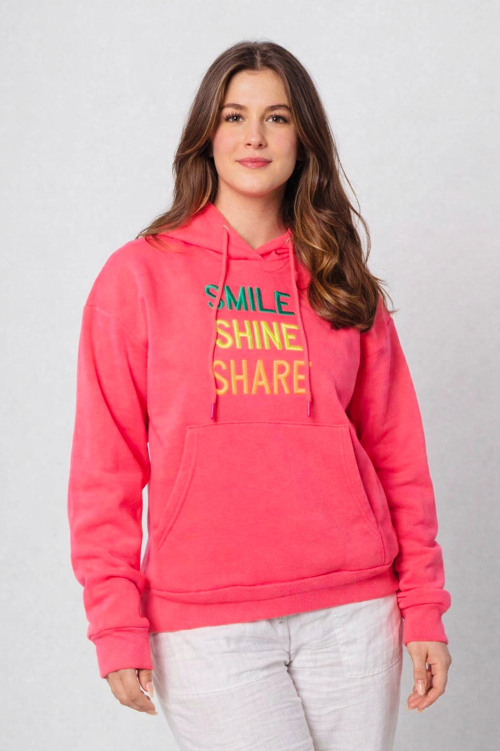 Flair - Hoodie/Sweatshirt "Smile - Shine - Share" - Pink/Neon