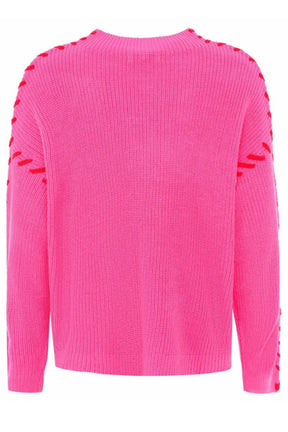 Zwillingsherz - Woll Pullover "Stiching" - Pink