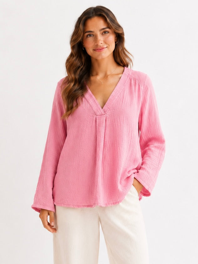DressWithClass - Musselin Bluse - Pink