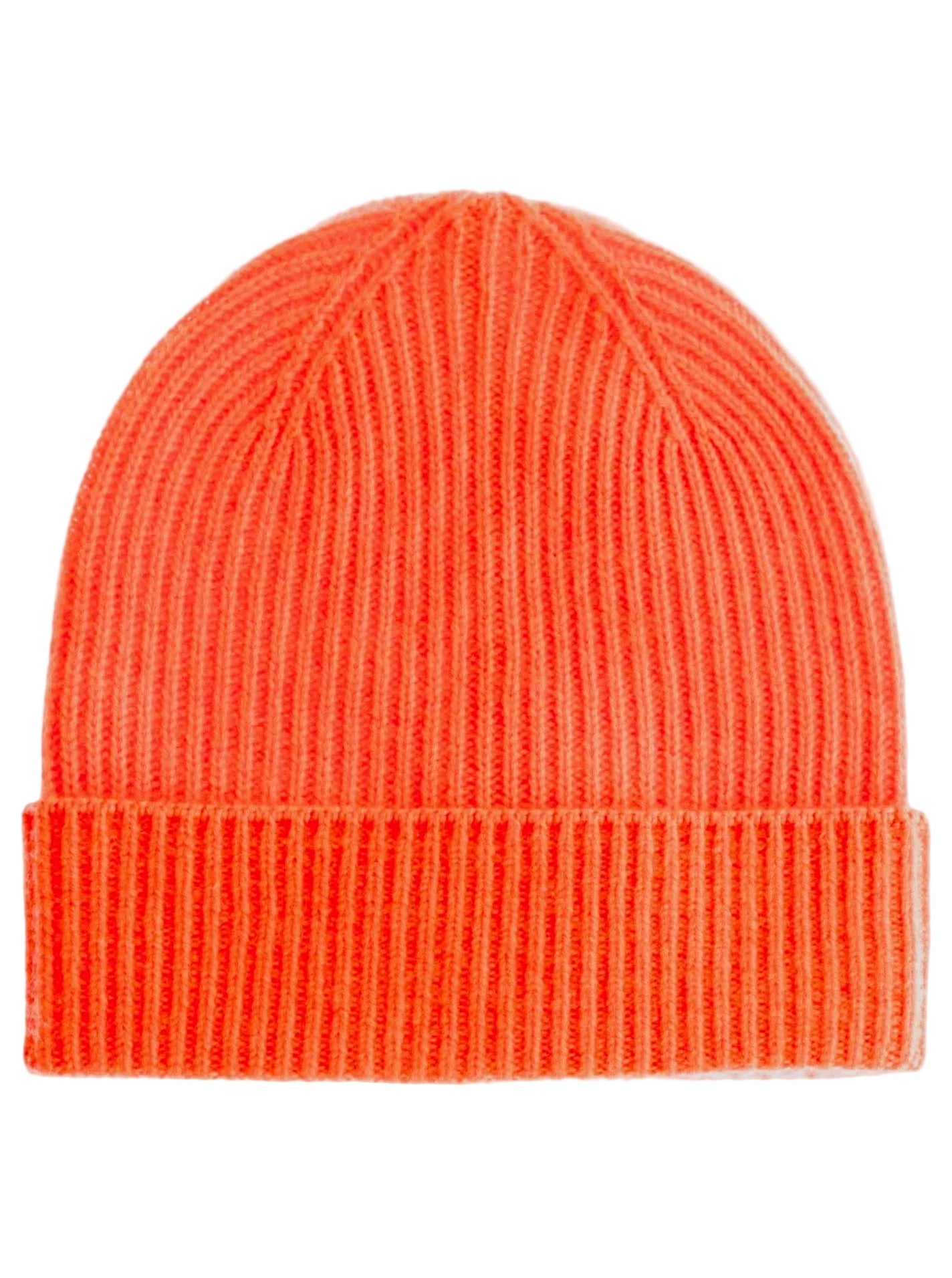 Zwillingsherz Damen Kaschmir-Rippstrick-Mütze (100% Cashmere) - Orange