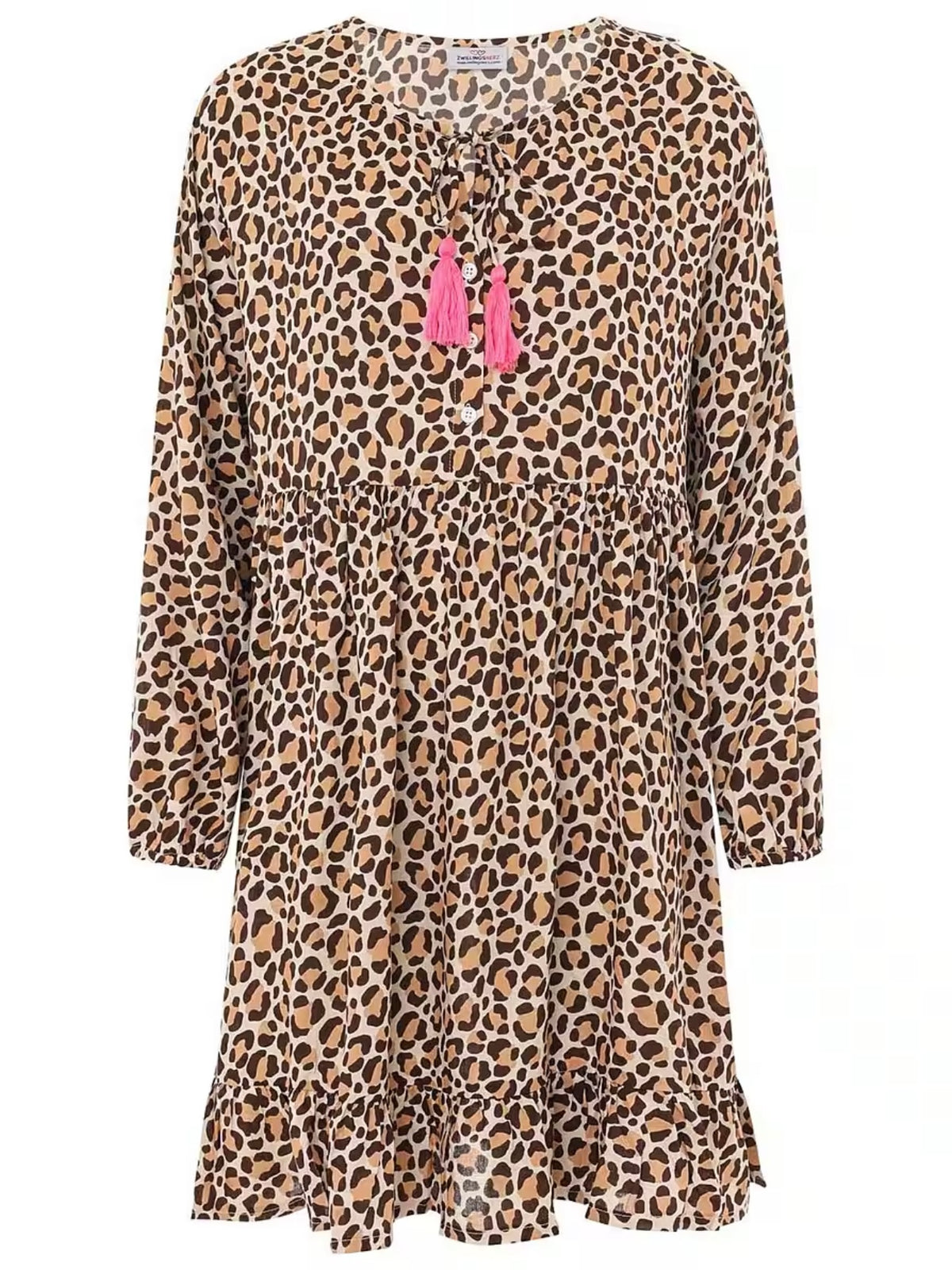Zwillingsherz - Kleid/Tunika Wilder Leo Leopard Muster - Beige/Schwarz