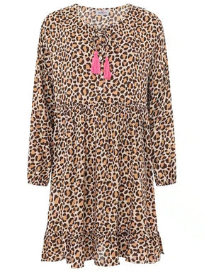 Zwillingsherz - Kleid/Tunika Wilder Leo Leopard Muster - Beige/Schwarz