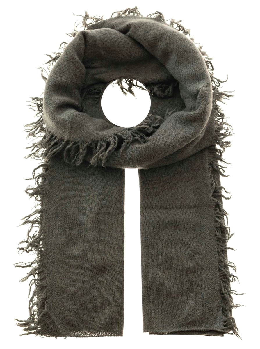 Zwillingsherz 100% Cashmere/Kaschmir Fransenschal - Olive