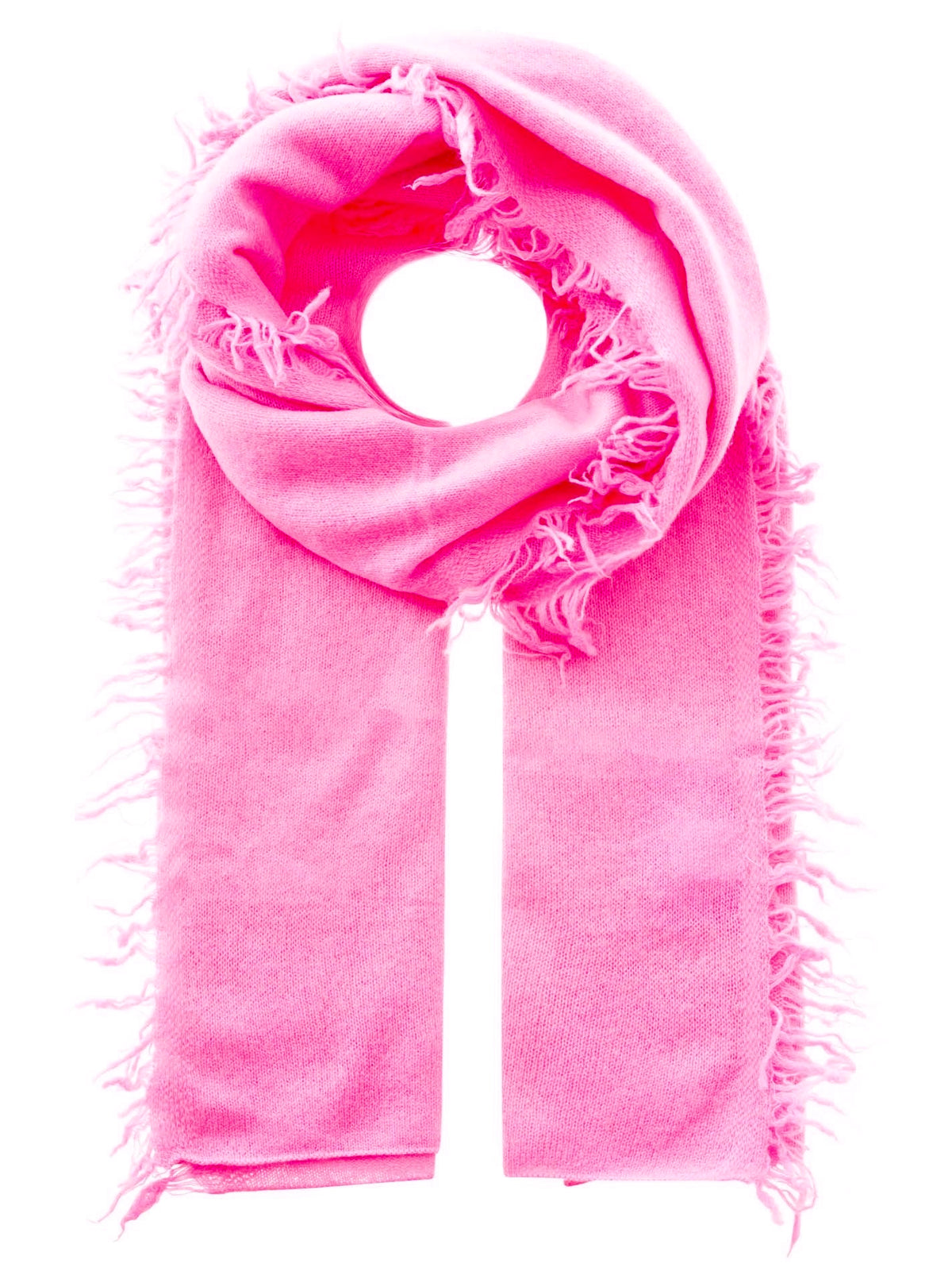 Zwillingsherz 100% Cashmere/Kaschmir Fransenschal - Bubblegumpink