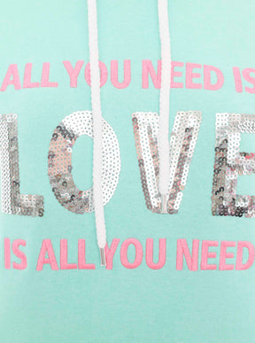 Zwillingsherz - Hoodie/Sweatshirt "All you need is Love" - Mint/Türkis