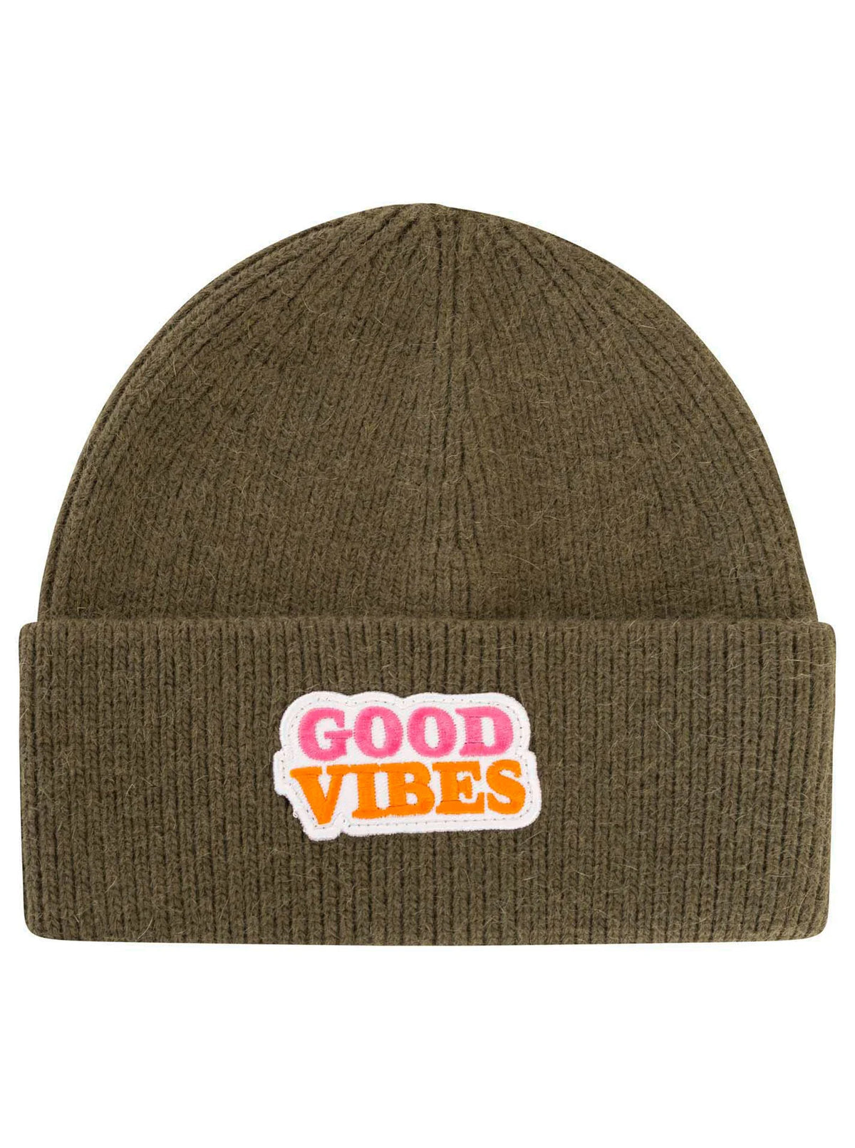 Zwillingsherz - UMSCHLAGMÜTZE WOLLMIX "GOOD VIBES" - Olive