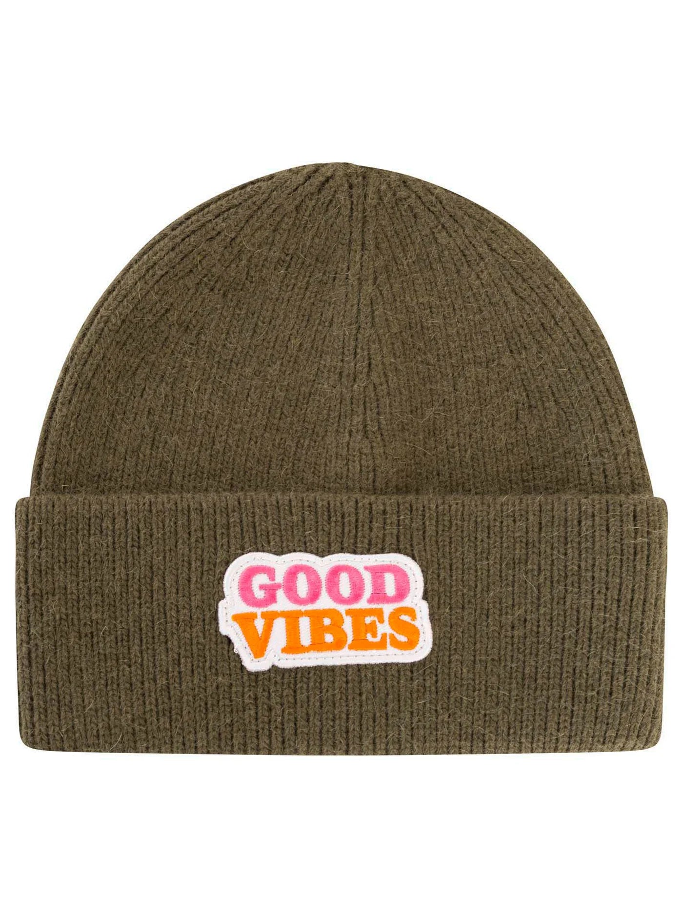 Zwillingsherz - UMSCHLAGMÜTZE WOLLMIX "GOOD VIBES" - Olive