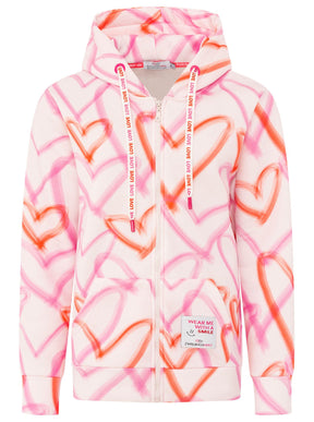 Zwillingsherz - Hoodiejacke "Big Hearts" - Weiß/Pink