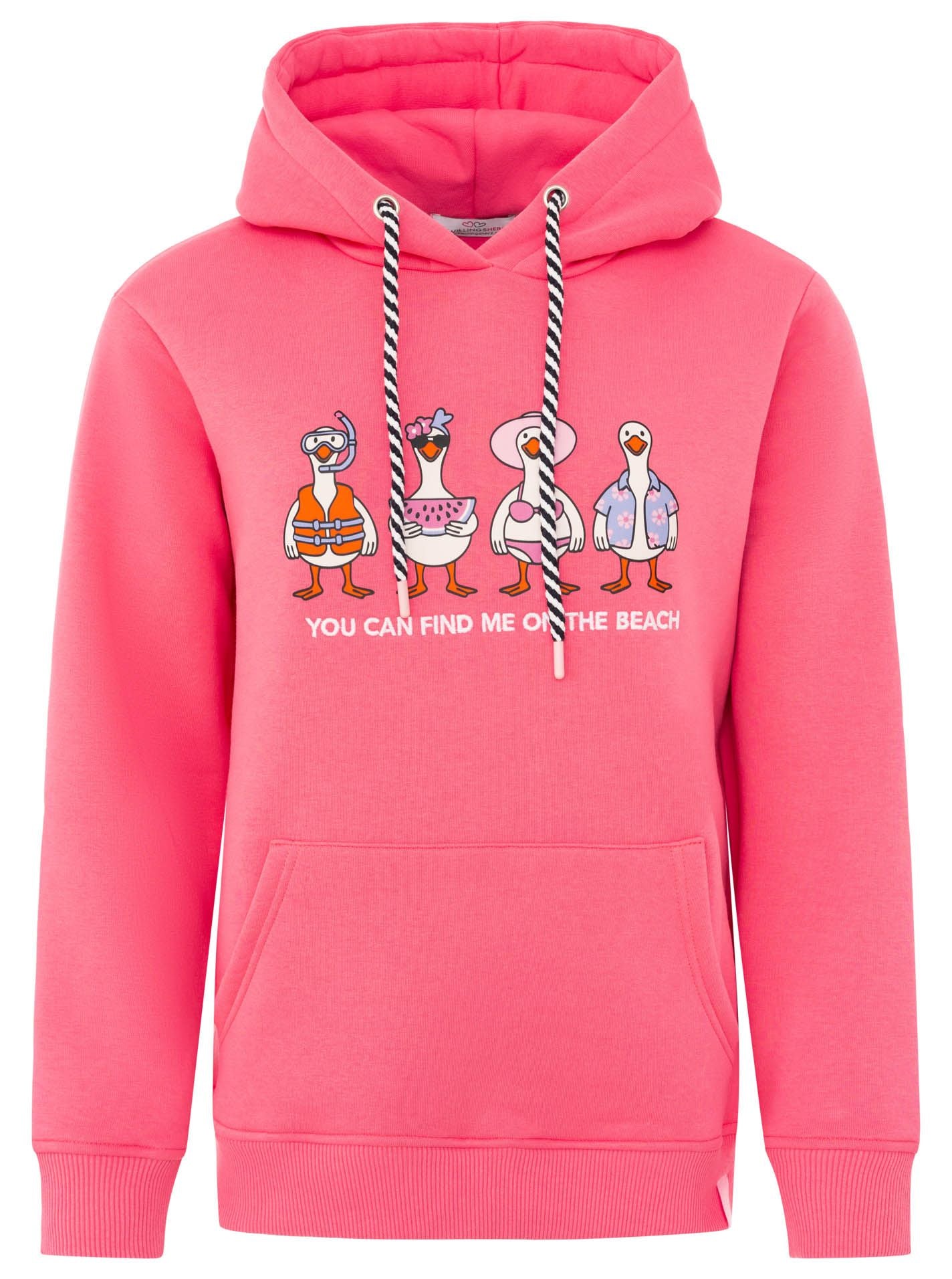 Zwillingsherz - Hoodie "On The Beach" - Neonpink