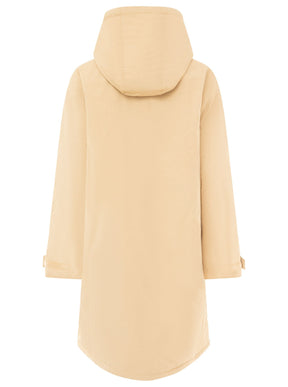 Zwillingsherz Damen Windjacke / Übergangsjacke – Oversize, mit Kapuze – Beige-Weiß