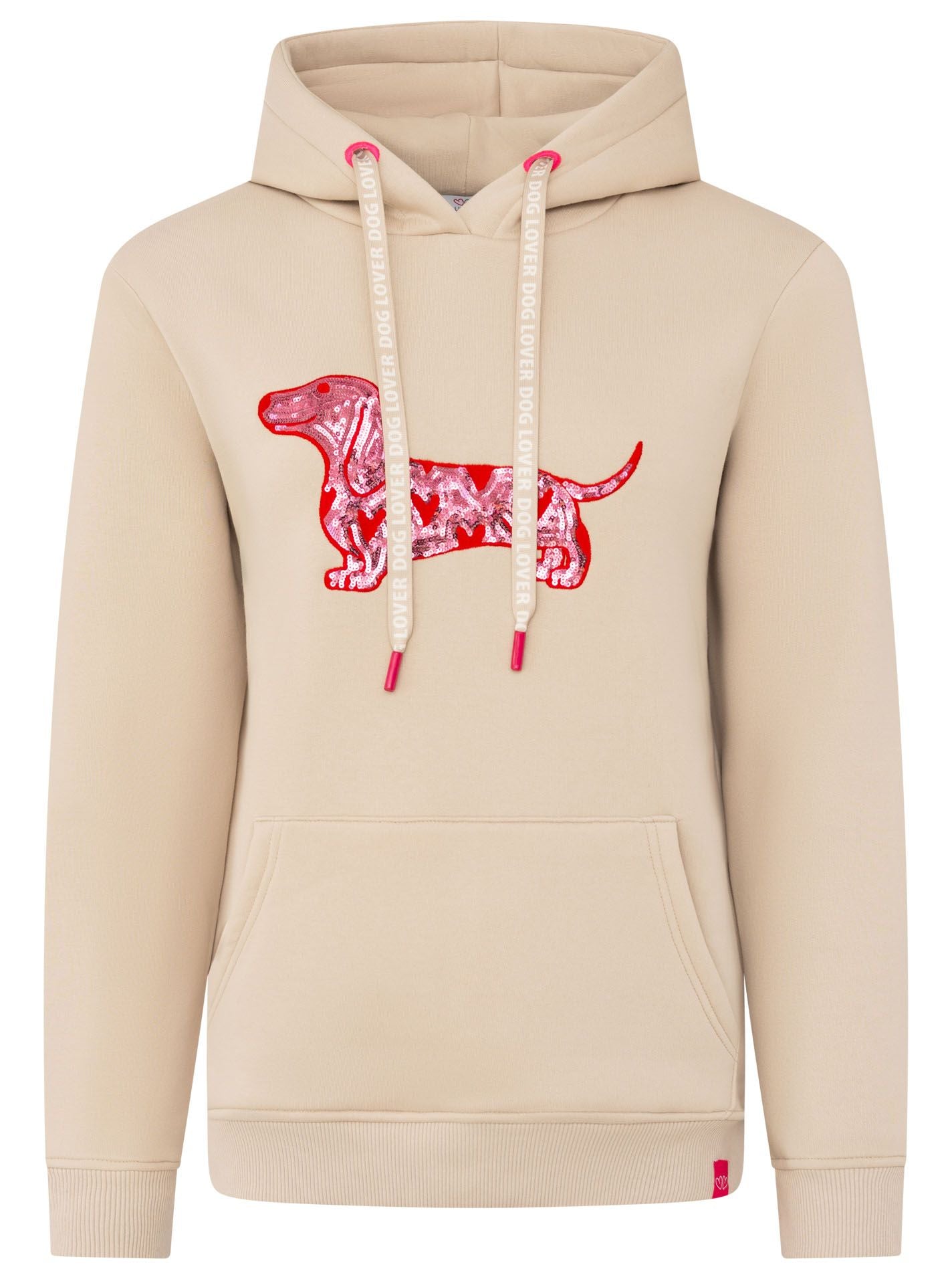 Zwillingsherz - Hoodie "Dackel Pailletten" - Beige