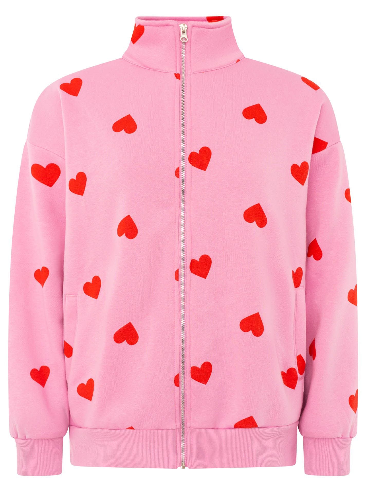 Zwillingsherz - Sweatjacke Zip "Allover Herz" - Pink