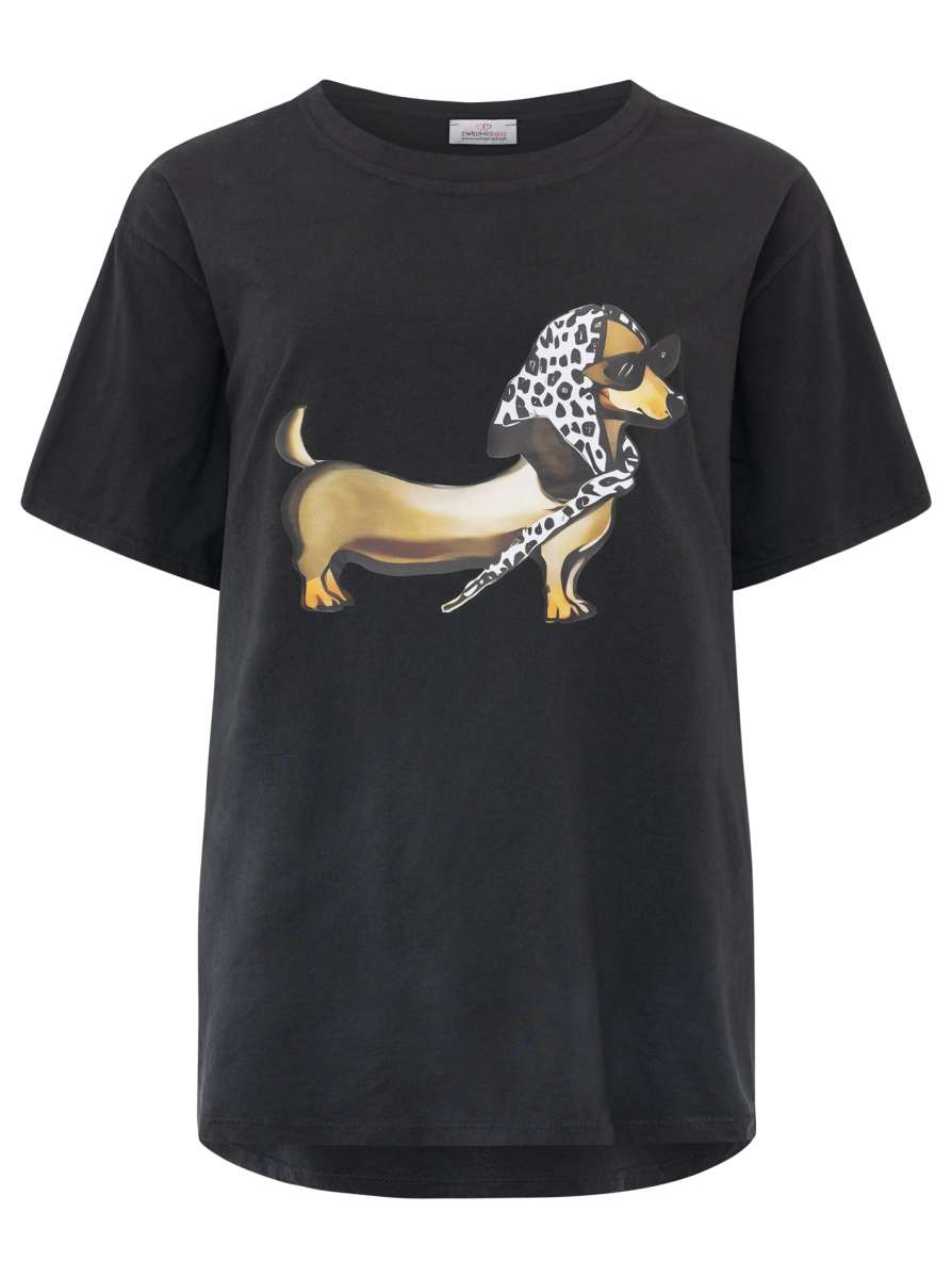 Zwillingsherz - T-Shirt Madame Dackel - Schwarz