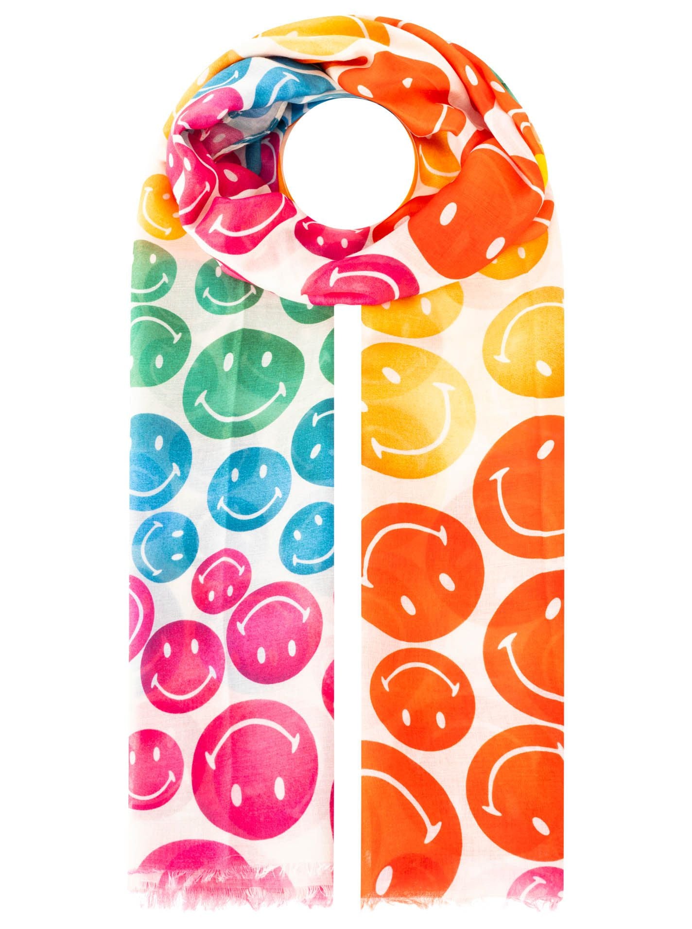 Zwillingsherz - Schal Bunte Smileys - Beige
