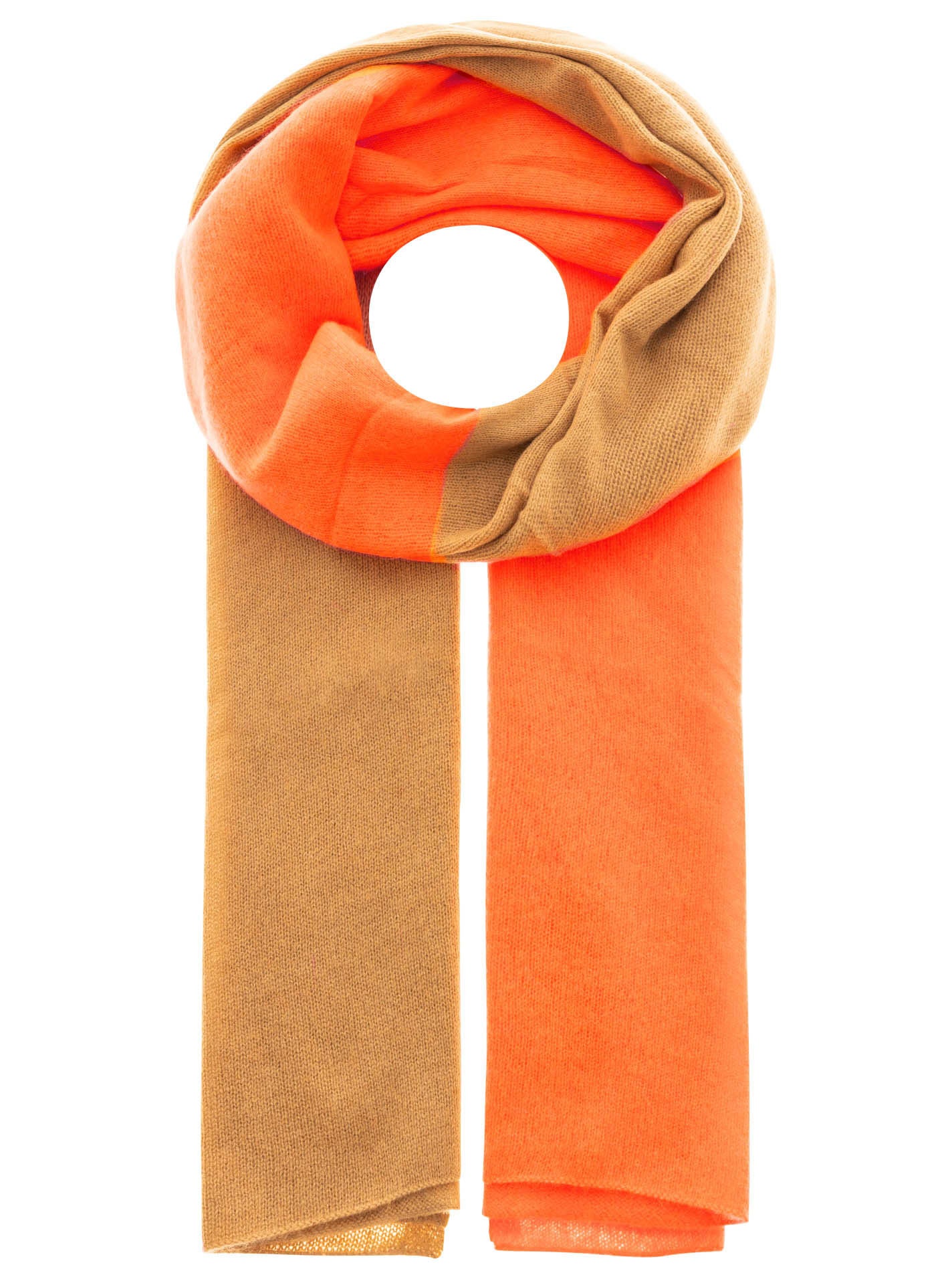 Zwillingsherz 100% Cashmere/Kaschmir Schal - Beige/Orange