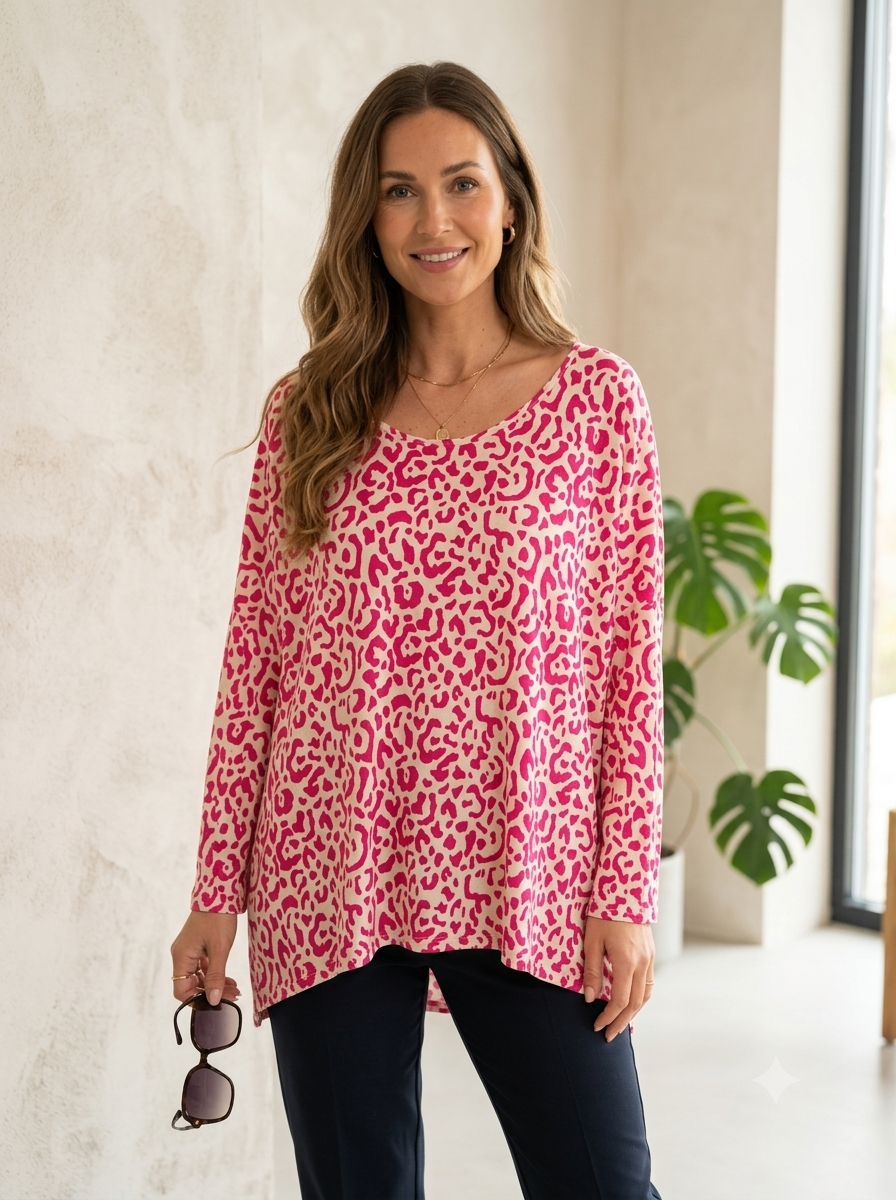 Leichtes Leo Langarmshirt - Pink