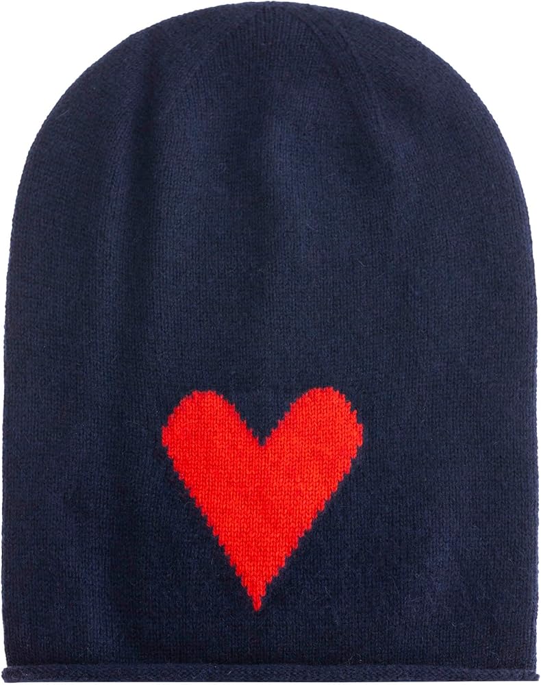 Zwillingsherz Damen Kaschmir-Beanie Herz Motiv (100% Cashmere) - Blau