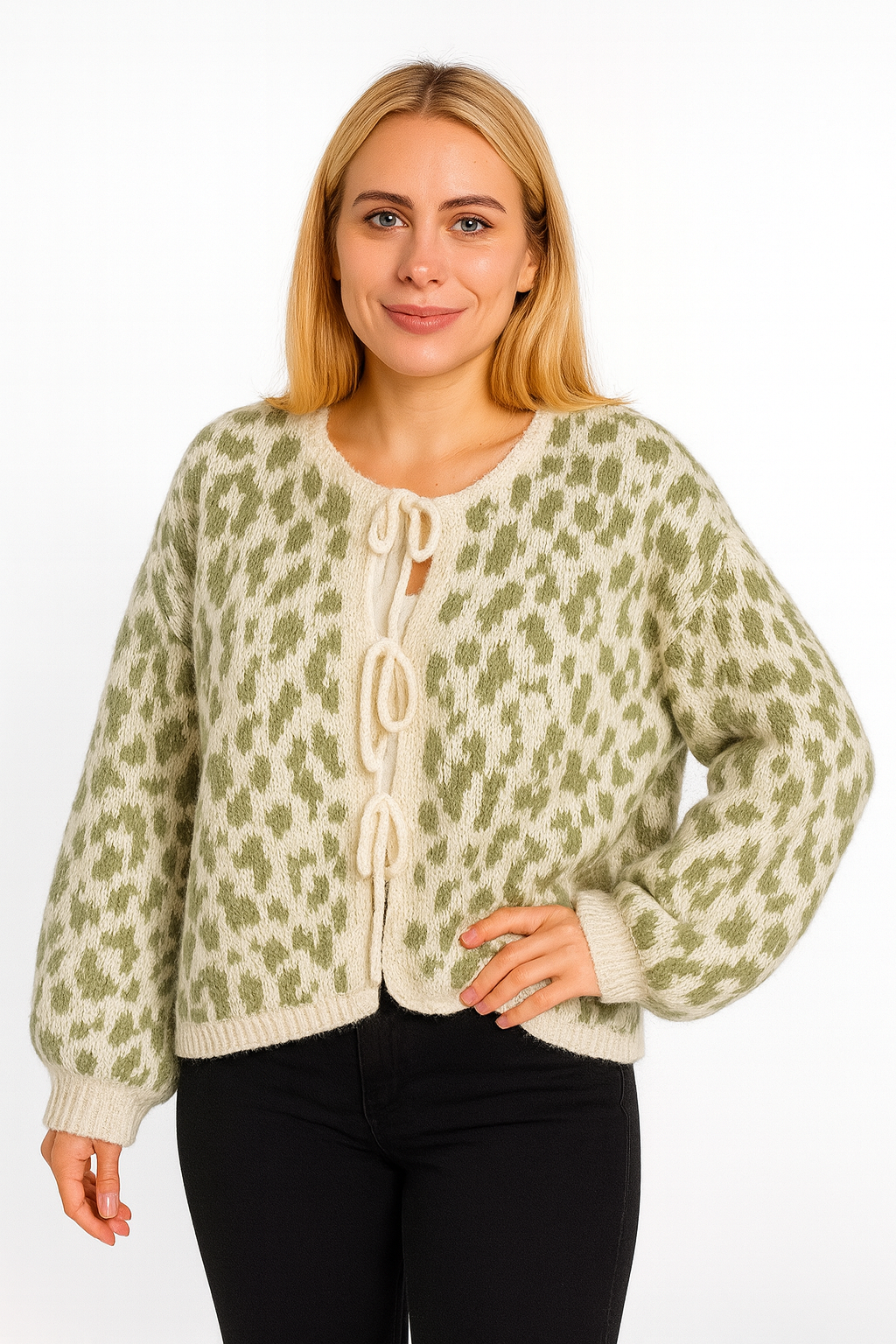 Cardigan Leo Schleife - Salbei