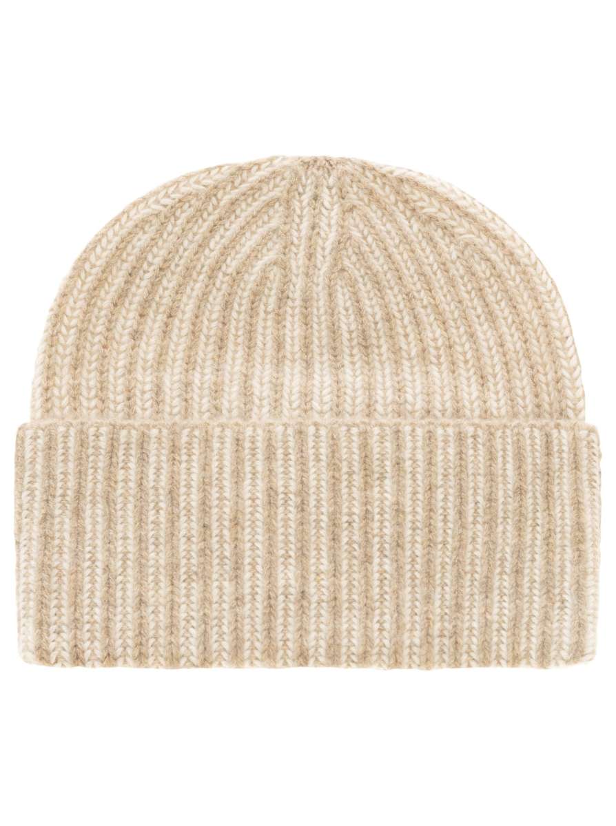 Zwillingsherz - Cashmere Mütze "Grobstrick" - Beige/Creme