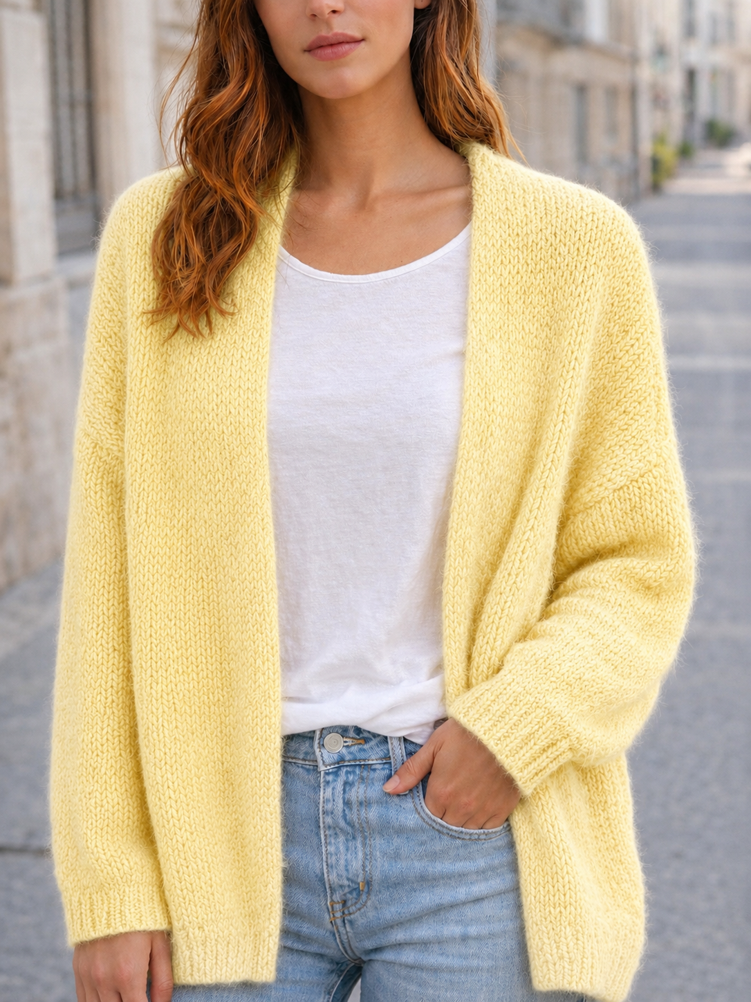 Cardigan in trendigem Gelb
