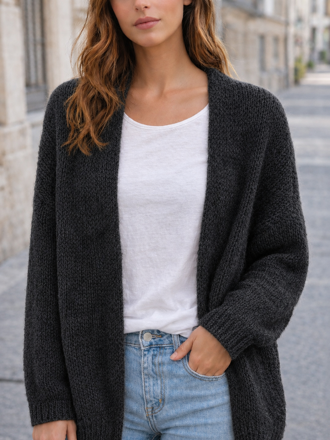 Cardigan in trendigem Anthrazit