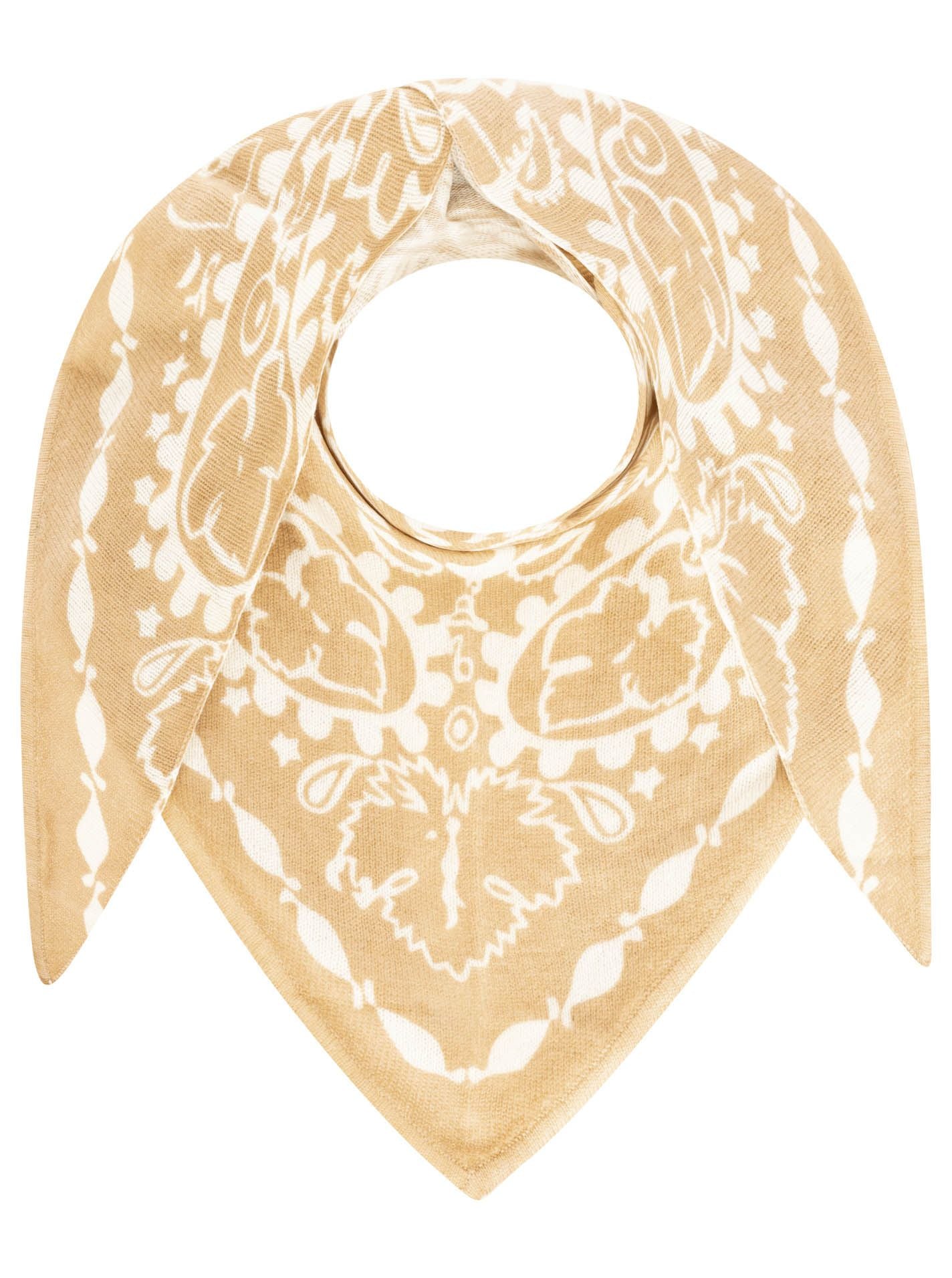 Zwillingsherz Schal - 100% Kaschmir /Cashmere Dreieckstuch "Paisley" Beige