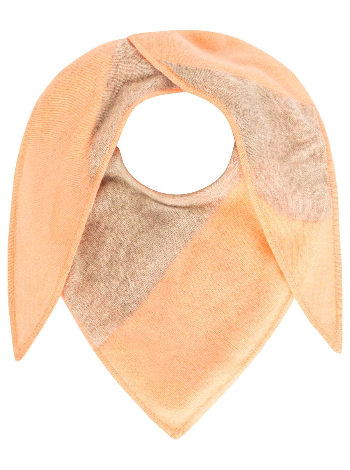 Zwillingsherz Kaschmir Schal - Dreieckstuch Blockstreifen (100% Cashmere) - Beige/Orange