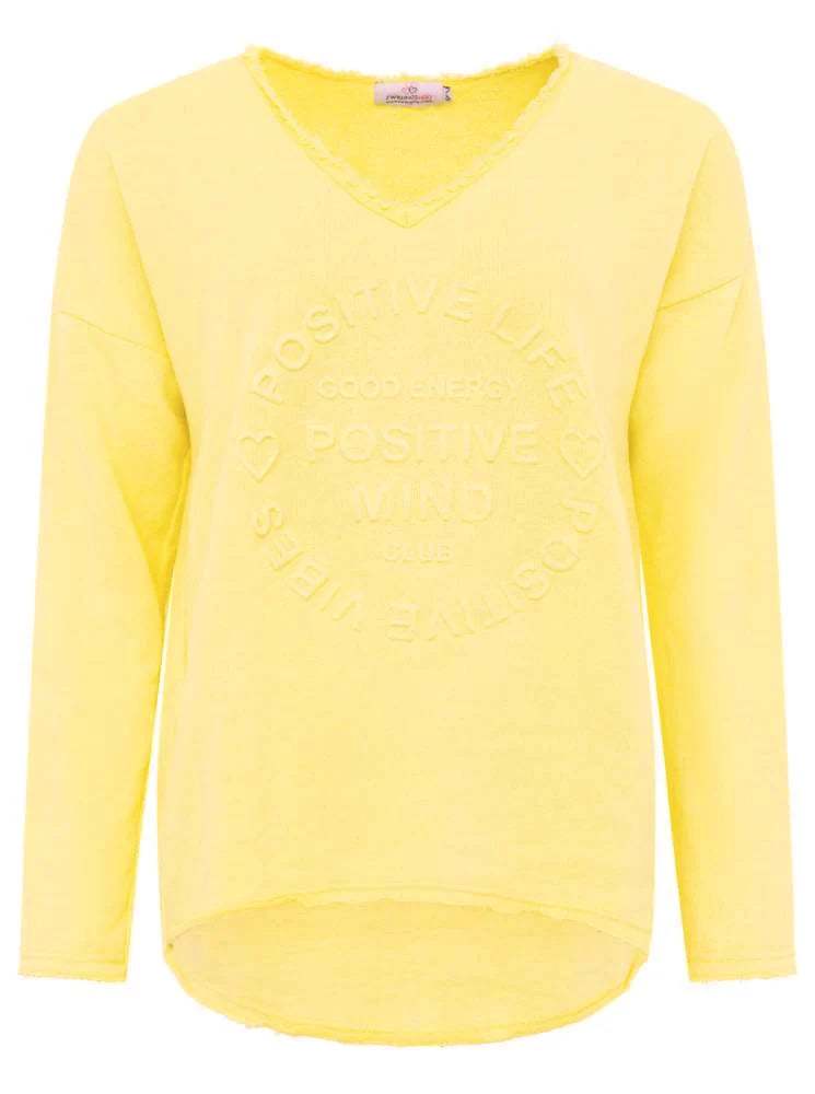 Zwillingsherz -  Sweatshirt "Positive Mind" - Hellgelb