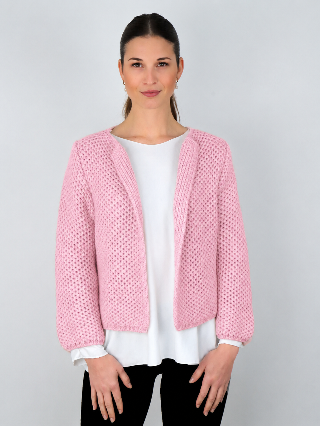 Kurze Strickjacke - Rosa