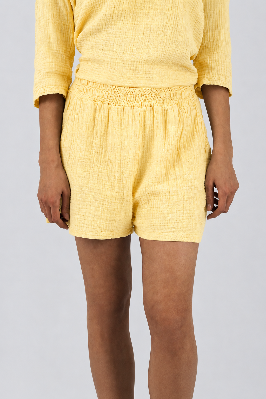 Natürliche Musselin Shorts - Gelb