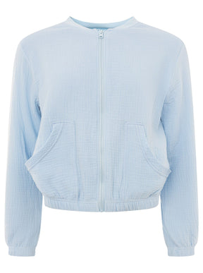 Zwillingsherz - Musselin Zipperjacke - Hellblau