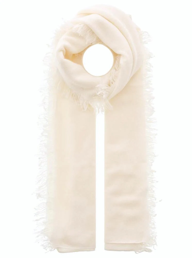 Zwillingsherz 100% Cashmere/Kaschmir Fransenschal - Creme