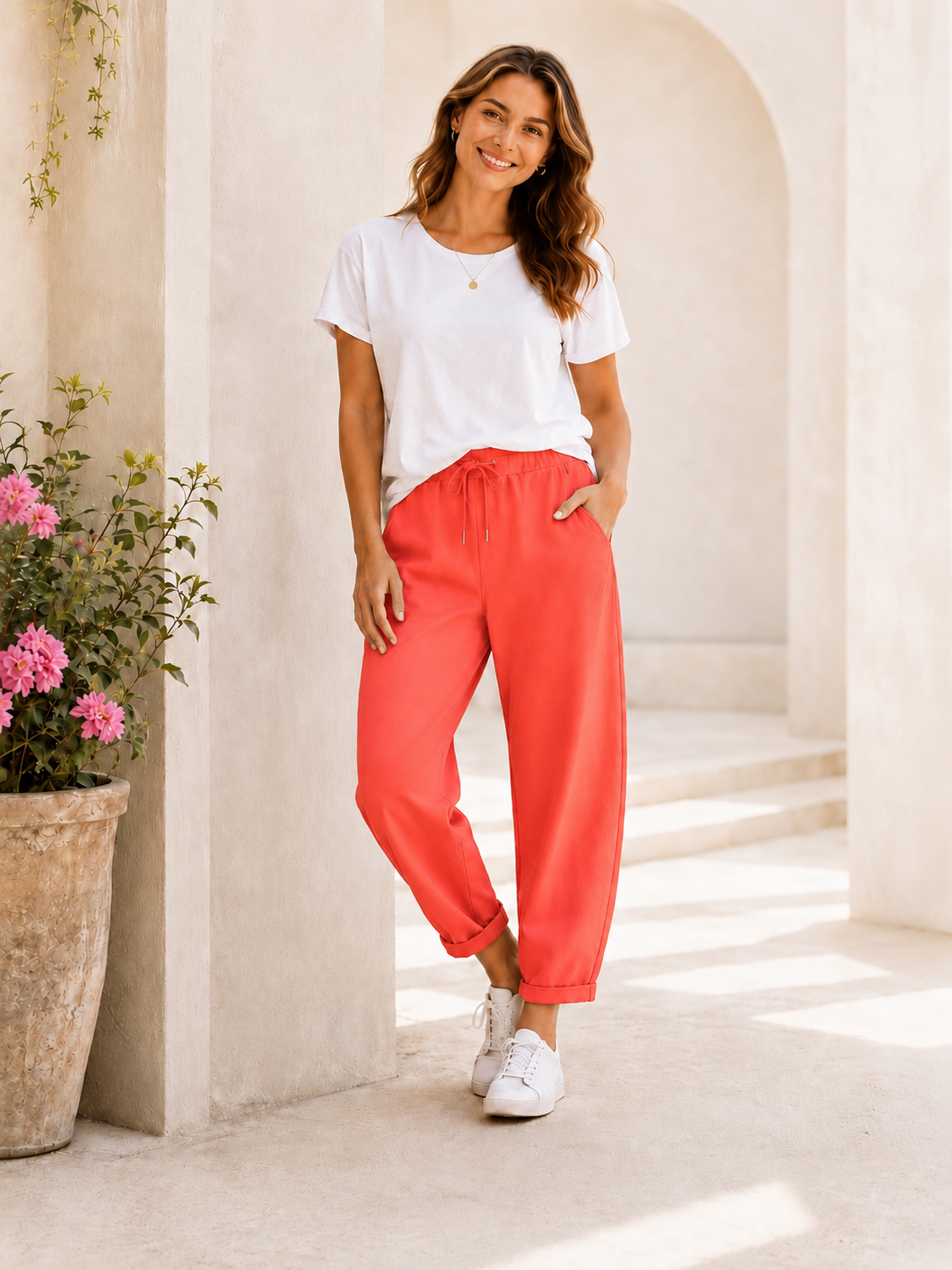 Stilvolle Barrel Joggpants - Koralle