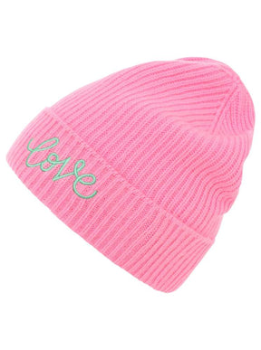Zwillingsherz Damen Kaschmir-Mütze Love (100% Cashmere) - Pink/Neon Grün